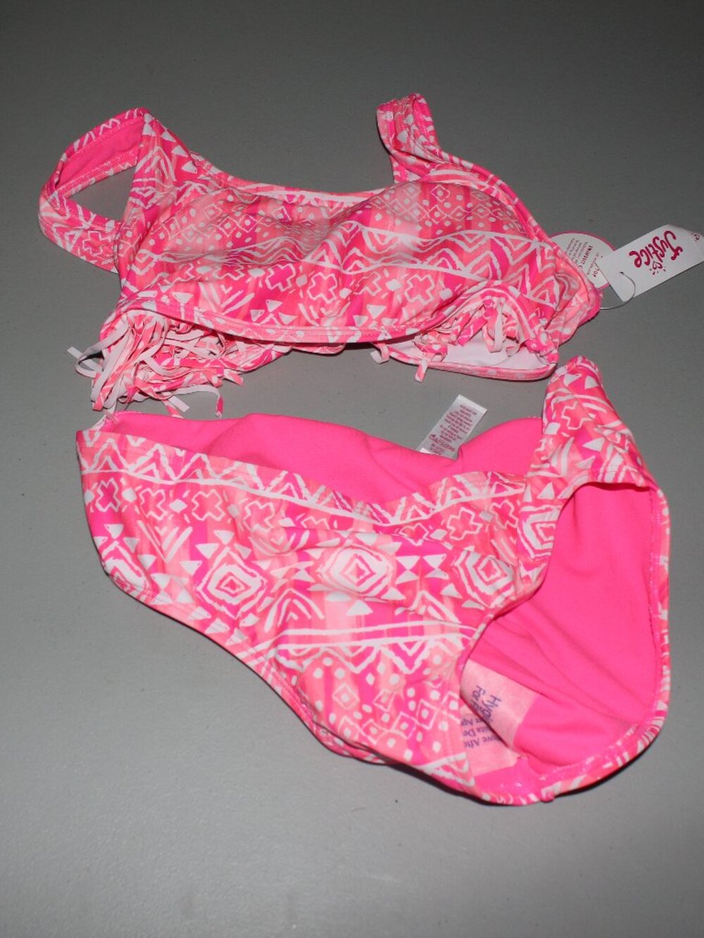 Pink & White 2 Pcs Justice Bikini Swimsuit Size 18